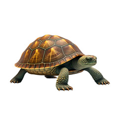 Obraz premium sea turtle swimming, top-down view, isolated on pure white