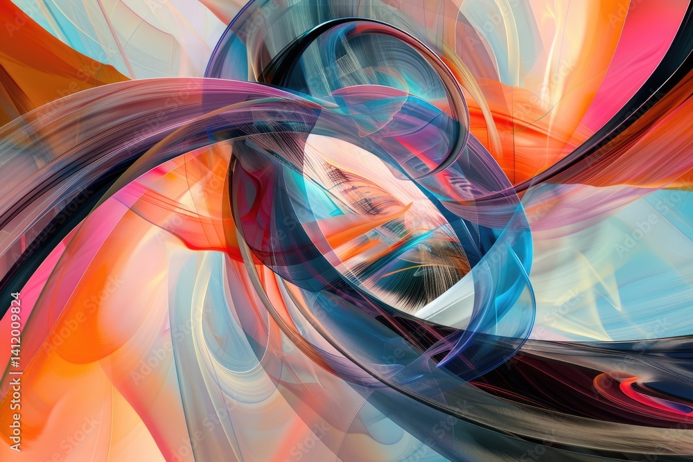 Poster abstract colorful swirling patterns with blue, purple, and orange hues. abstract image 3d rendering 