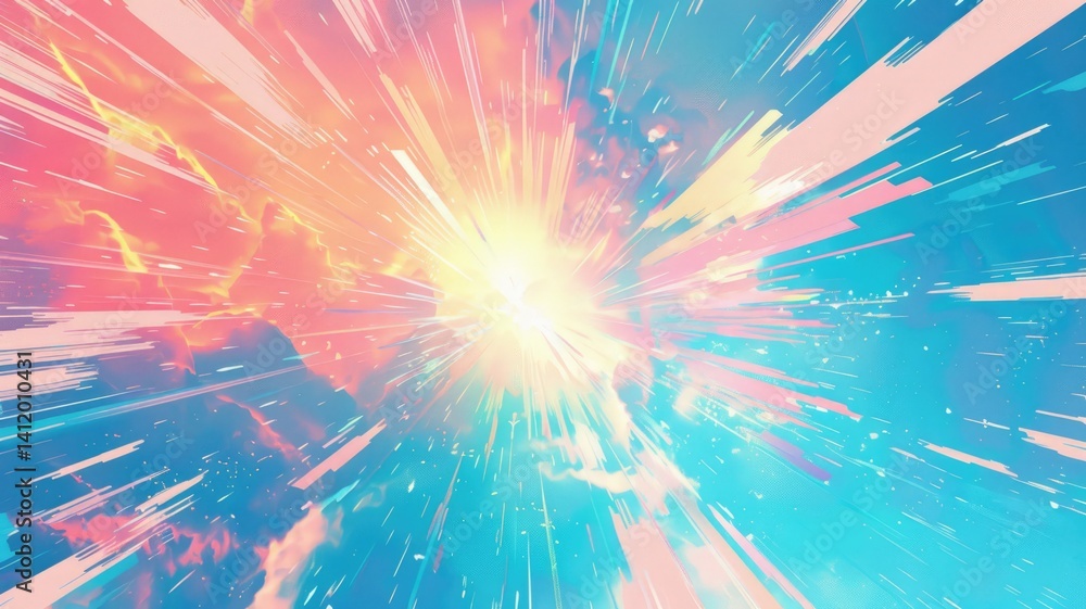Poster laser beam effect explode with sparkling shine and emit wonderful light on background convey sense o