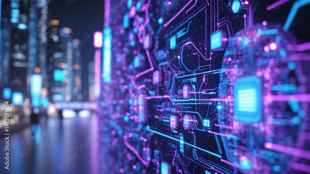 Poster wall featuring background video illustrating cloud computing connection concept