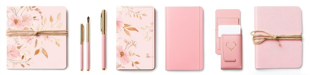 Pastel Pink Stationery Set with Floral Design