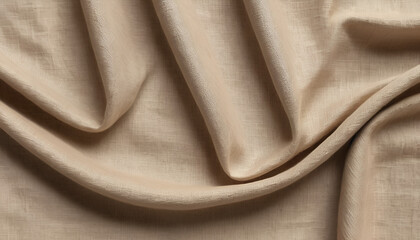 Beige linen fabric drapes in soft folds