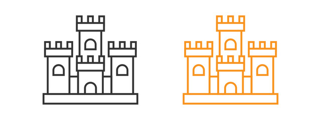 Castle Icon set with Editable Stroke