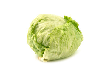 Fototapeta premium Green iceberg lettuce isolated on white background