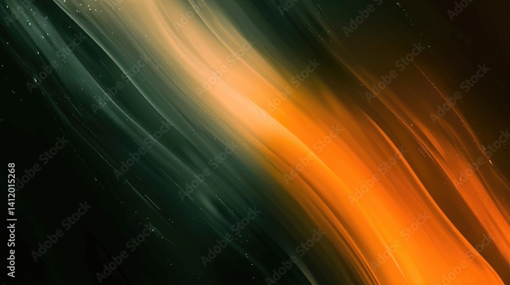Poster diagonal abstract gradient with green and orange hues. abstract 3d rendering artwork of digital wave
