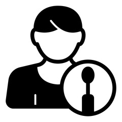 Patient man with sample wand solid icon, genetic research concept. Vector graphics. DNA sample test sign on white background, glyph style mobile or design.