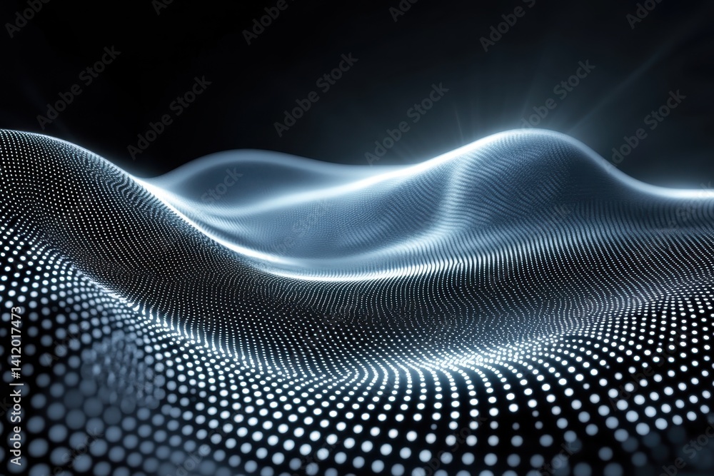 Poster abstract light waves creating a dynamic pattern in a dark space