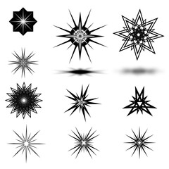 Set of black and white stars