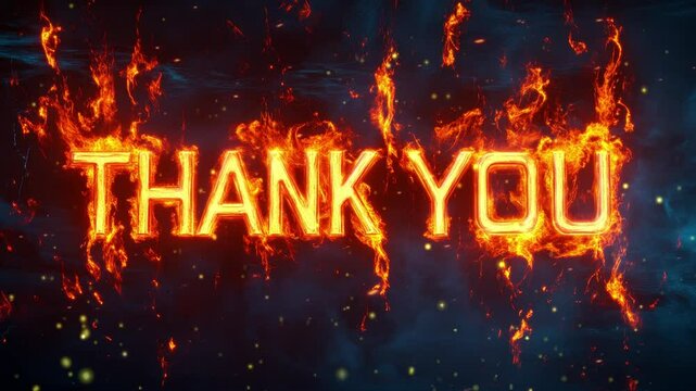 Thank you banner text on fire concept