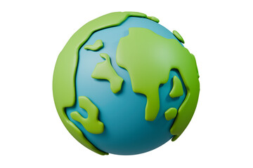 3d Earth Planet Icon symbol. Earth day or environment conservation concept. Save green planet concept. Global evergreen concept. Minimal Cartoon Planet Earth isolated on blue background. 3d render.
