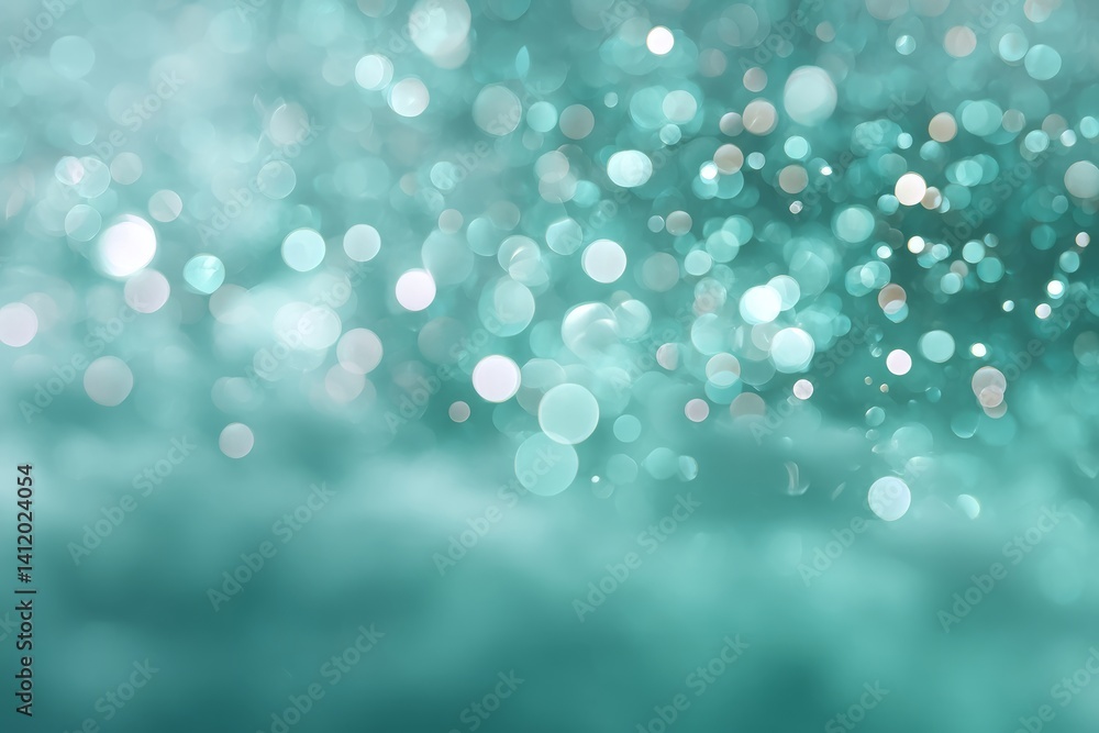 Poster soft turquoise background with blurred bokeh effect and subtle light reflections in water
