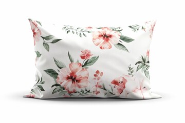 Soft floral pillow design with vibrant blooms is perfect for brightening any living space isolated on transparent background