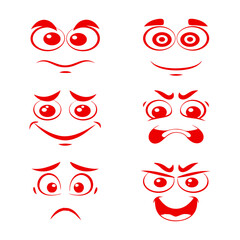 set of funny cartoon faces reaction vector illustration