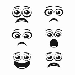 set of funny cartoon faces reaction vector illustration