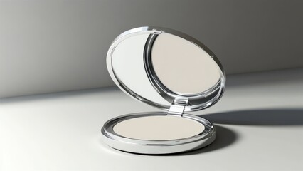 Elegant Open Compact Mirror with White Powder Surface