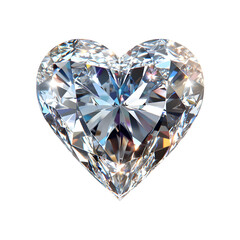 Fototapeta premium A breathtaking heart-shaped diamond, sparkling with radiant light and exquisite facets, a symbol of eternal love and devotion, brilliantly rendered against a pure white backdrop.