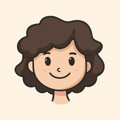 Cute cartoon girl with curly hair vector illustration