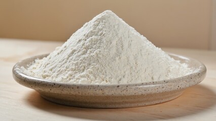 Close-up photo of all-purpose flour in an open bowl, ready for use in baking recipes.