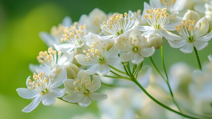 Obraz premium Beautiful delicate white flowers blooming in springtime nature soft pure plant macro image fresh