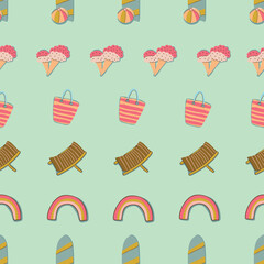 Summer Holidays Beach Vacation Sport Vector Seamless Pattern