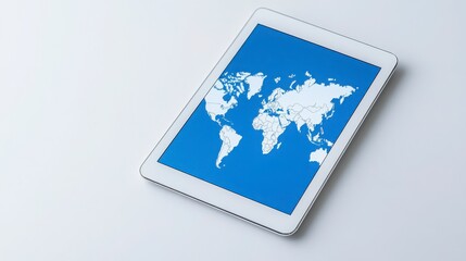 Fototapeta premium High-Resolution World Map Displayed on Digital Tablet Screen