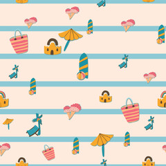 Summer Holidays Beach Vacation Sport Vector Seamless Pattern
