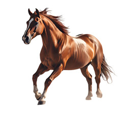 Obraz premium Horse galloping mid-motion, dynamic pose, muscle detail, isolated on white background