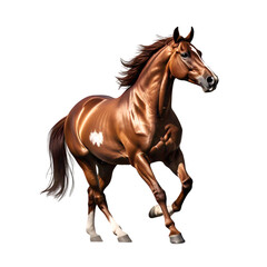 Obraz premium Horse galloping mid-motion, dynamic pose, muscle detail, isolated on white background
