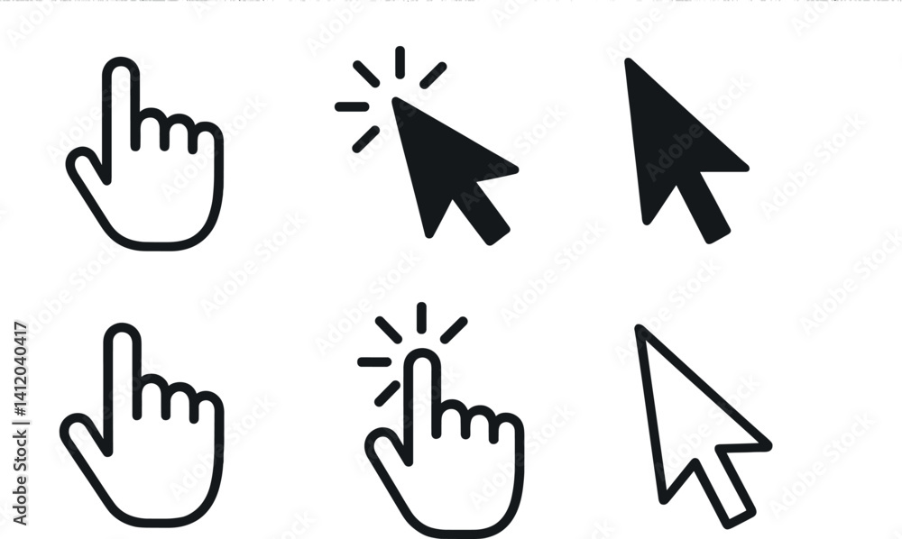 Poster minimalist cursor icon collection for user interface design and digital projects
