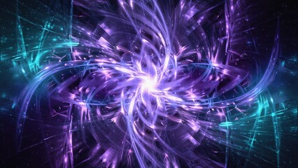 Fototapeta premium A cosmic scene showcasing a vibrant nebula in the midst of an electric explosion of energy and light. The rich purple hues represent the vastness of the deep universe.