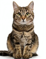 Obraz premium Sitting Tabby Cat Isolated