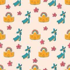 Summer Holidays Beach Vacation Sport Vector Seamless Pattern