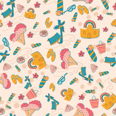 Summer Holidays Beach Vacation Sport Vector Seamless Pattern