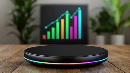 Analyzing business growth trends with colorful graphs modern office infographic indoor close-up data visualization