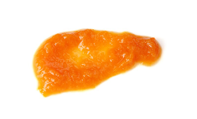 Baby food. Tasty puree on white background
