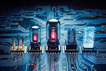 growth line of electronic computing technologies: vacuum tube technologies, microchips and optical processors