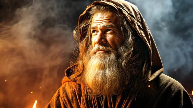 The prophet who received the stone tablets of the Law of God in the burning bush in the desert on Mount Sinai 4K