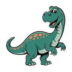 Cartoon Tyrannosaurus Rex Dinosaur Vector Illustration in Green