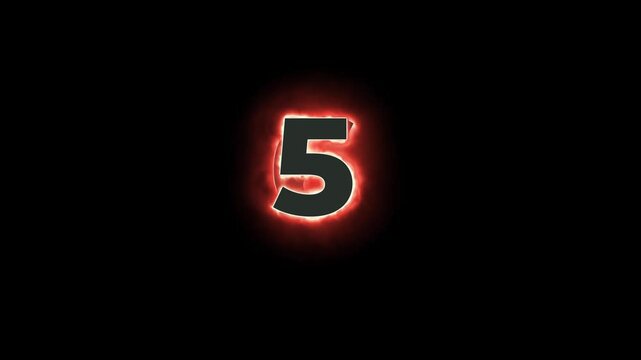 Fire count number from 1 to 10 digital rendering 2d animation 