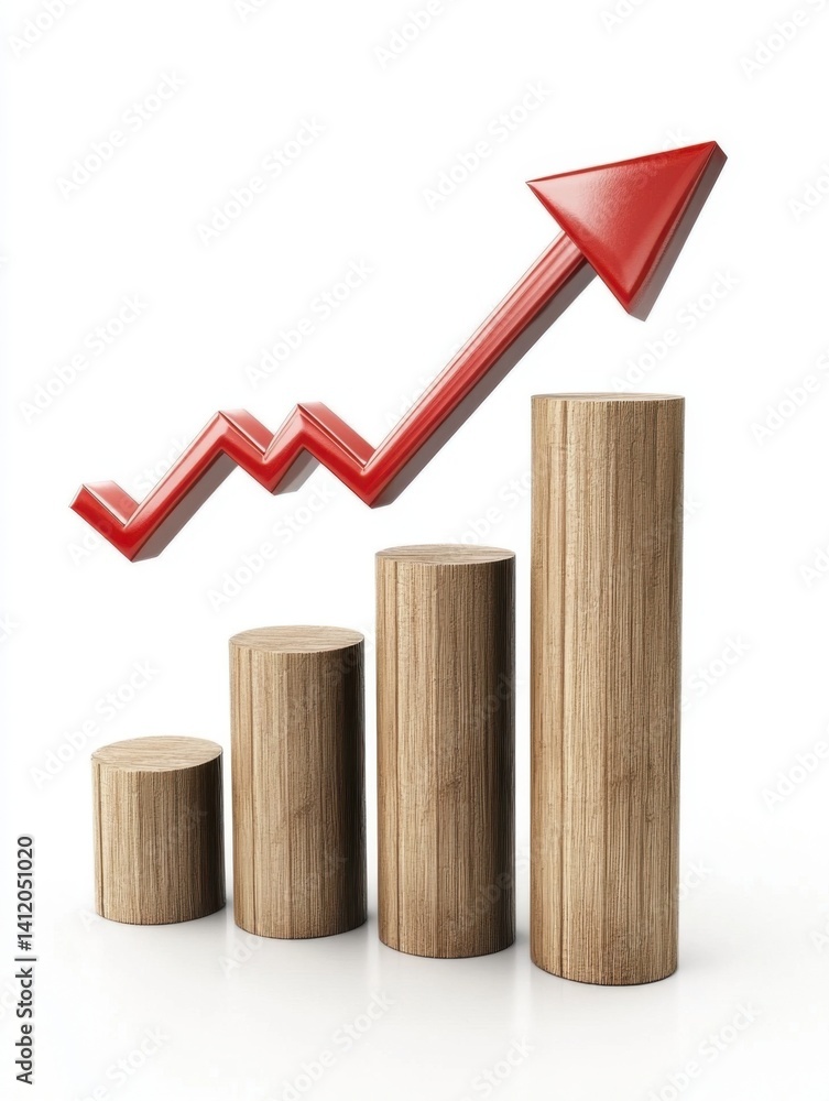 Poster visual representation showcasing ascending growth symbolized through blocks and an arrow