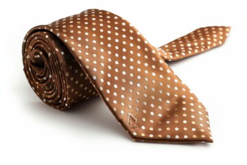 Elegant brown polka dot tie on a light background reflects classic style and sophistication isolated on transparent background