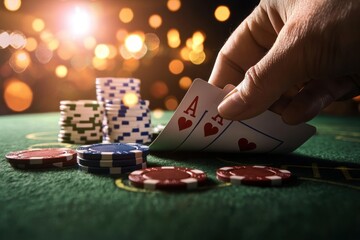 Family game nights engaging poker action at home table setup with chips and cards in a cozy atmosphere celebrating togetherness and fun
