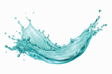 realistic 3d liquid water splash, flying liquid water on the air cut out isolated on white background