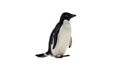 Obraz premium Penguin walking with flippers slightly out, isolated on white