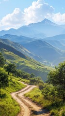 Serene Mountain Road: A Winding Path Through Verdant Hills