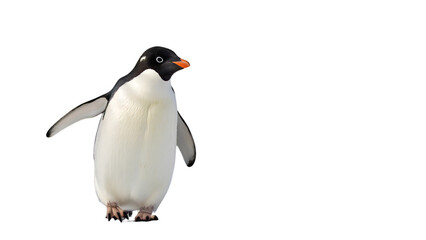 Naklejka premium Penguin walking with flippers slightly out, isolated on white