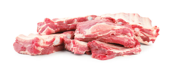 Fresh raw pork ribs isolated on white