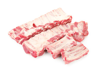 Fresh raw pork ribs isolated on white