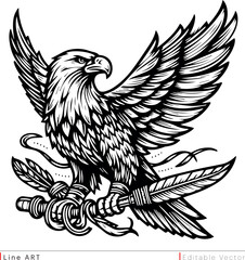 Obraz premium Eagle Line Art vector Editable Ai