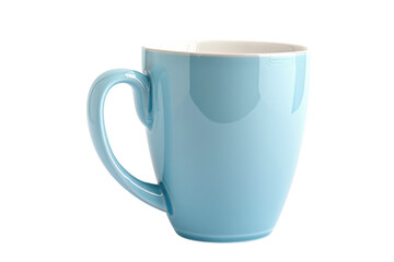A beautifully curated turquoise mug perfect for morning coffee on a sunny day isolated on transparent background